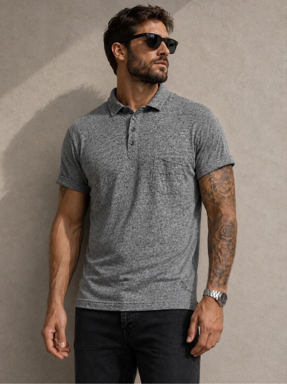Helix Mens Gray Polo Shirt Short Sleeve Pocket Cotton XXL